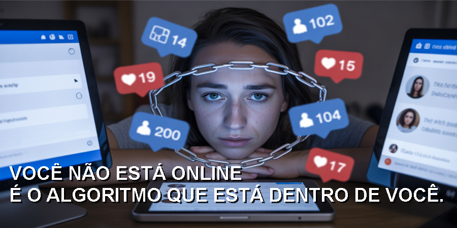 Visualização conceitual de um algoritmo determinando quais vídeos são exibidos — com base em interesse, engajamento e retenção, não em qualidade ou intenção